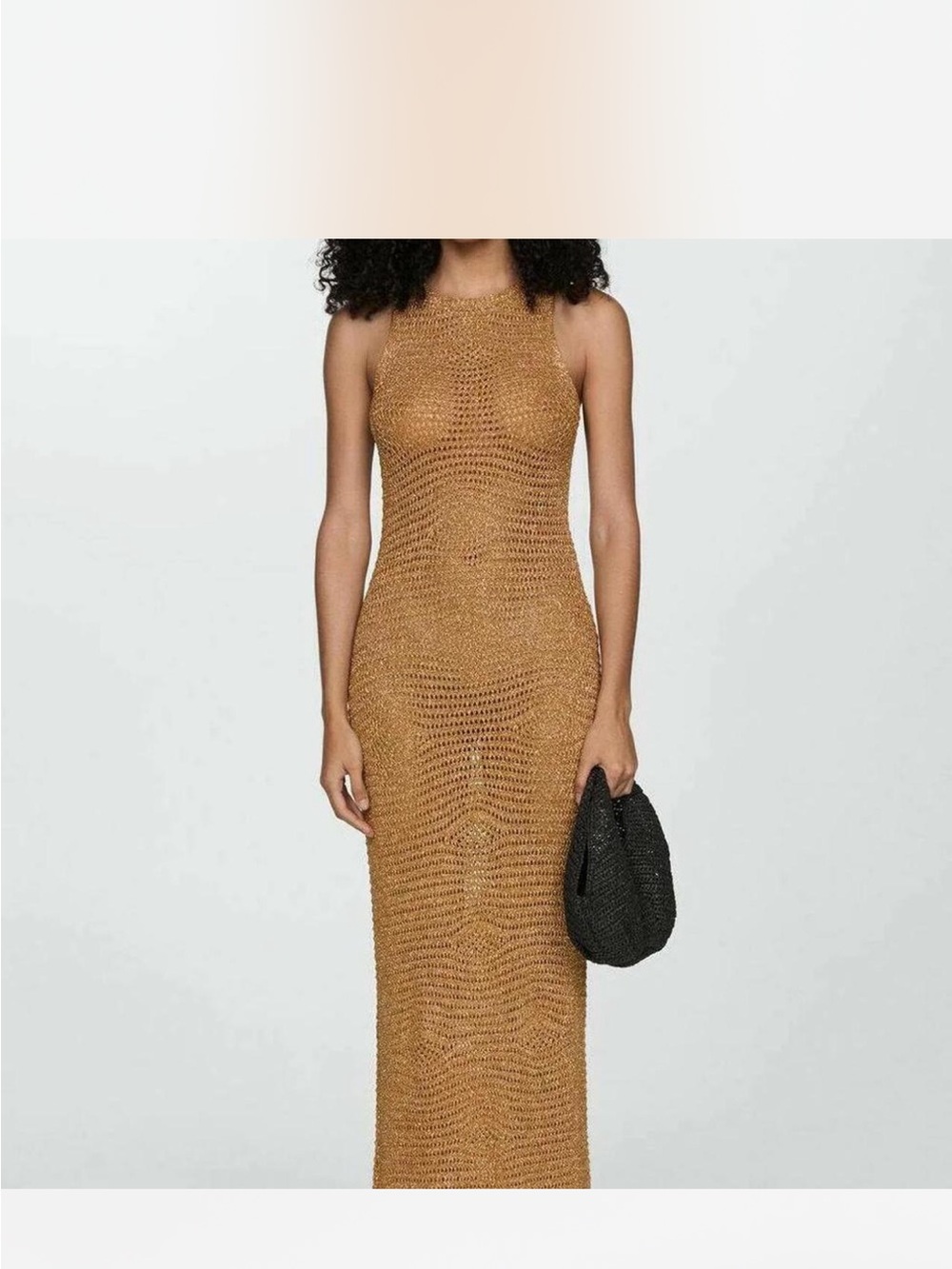 Mango knit gold dress